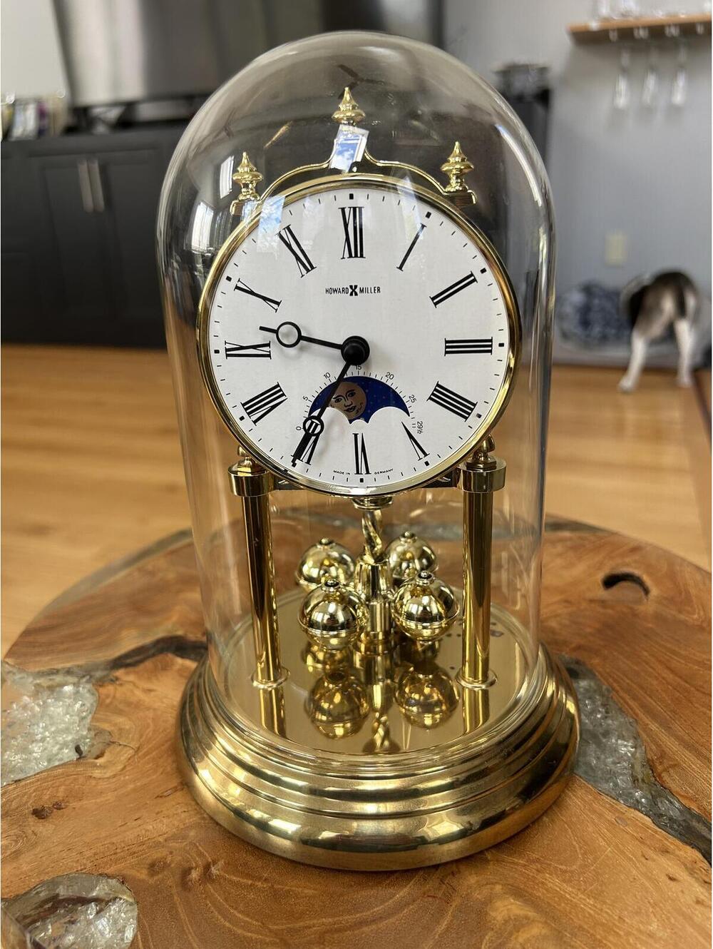 Vintage Howard Miller Clock with Glass Dome Made in Germany